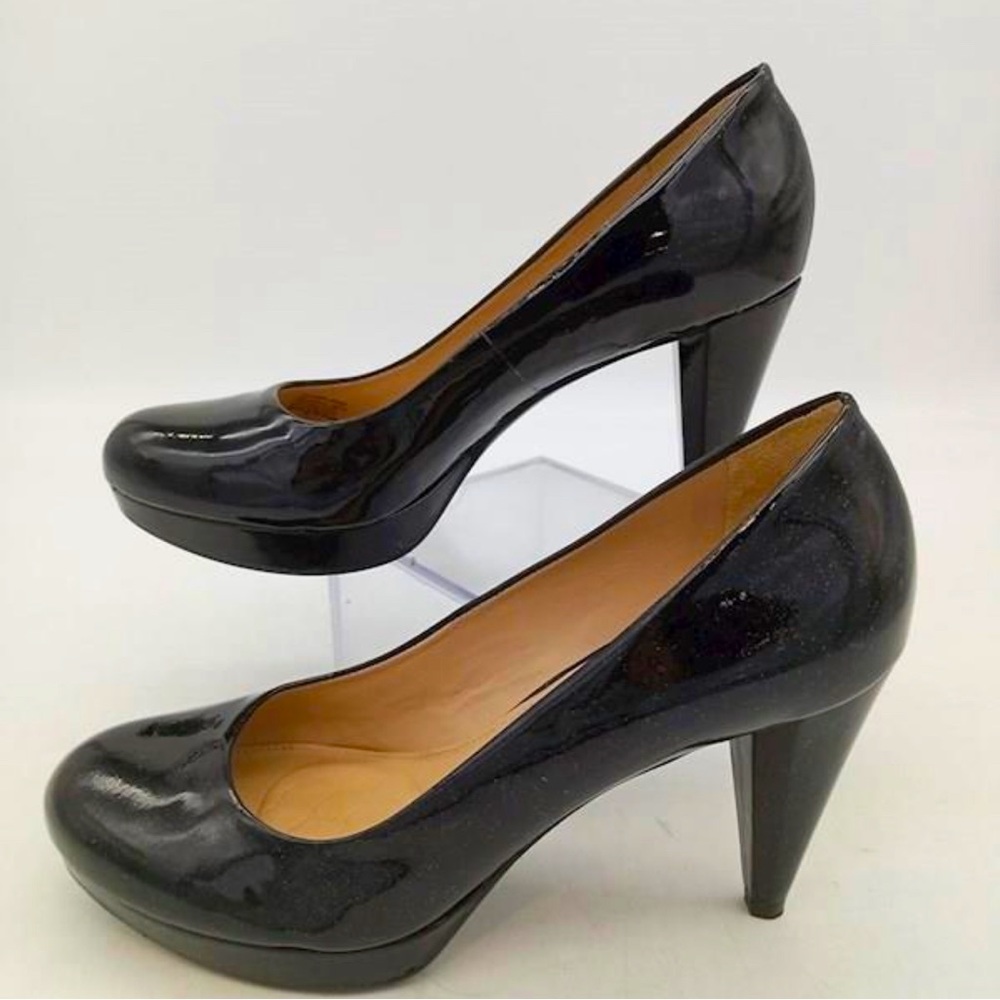 Antonio Melani Black Patent Leather Platform Pumps  Size 6 EUC